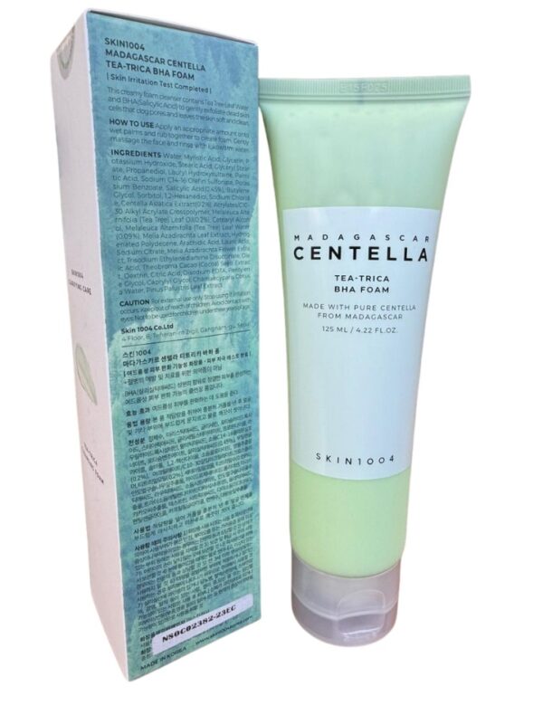 Limpiador Facial SKIN1004 Madagascar Centella Tea-Trica BHA Foam – Control de Acné, Purifica Poros y Regula la Grasa (125ml)