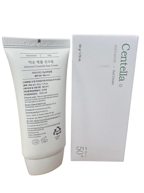 Protector Solar mixsoon Centella Sun Cream SPF 50+ PA++++ – Alta Protección, Hidratación Ligera y Calma Instantánea (50g)